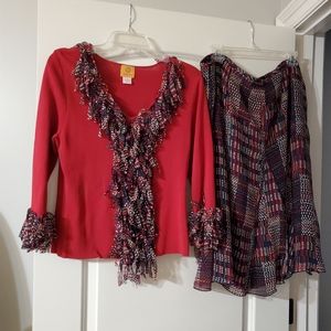Two piece Ruby rd sweater skirt set, 18 skirt back zip, med sweater